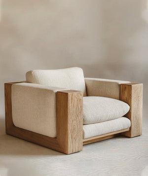 Luxury Solid Wood Lounge Chair with Upholstered Cushion