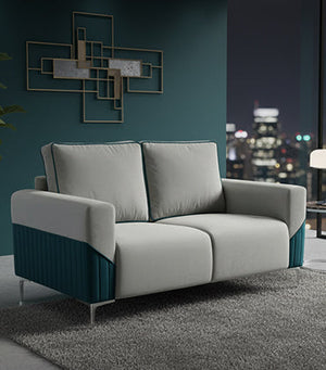 Boston 2 Seater Sofa (Grey & Blue)