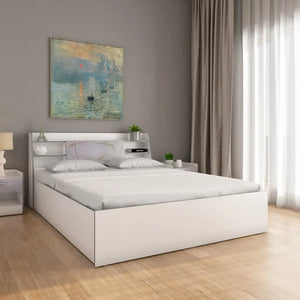 Marbito King Bed With Headboard & Box Storage (White)